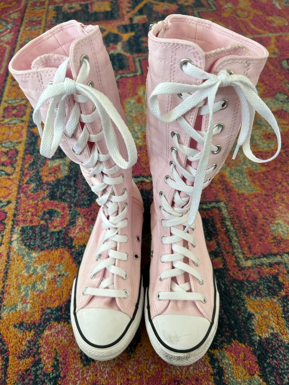 Converse | Youth Pink High Top All Star Canvas XX Side Zip Calf High Sneakers 3 - Picture 6 of 15